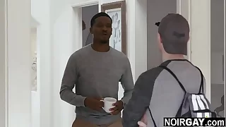 Candid white boy sucking a big black cock for 300$ - interracial gay sex