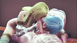 Yaoi Femboy Yuki & Sexy - Triumvirate blowjob with cum connected with his indiscretion and anal with creampie connected with his ass - Sissy femboy manga anime Japanese Gay Video