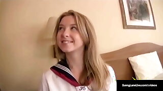 American Student Sunny Lane Gets Her Wet Pussy Noodled By Horny Asian!